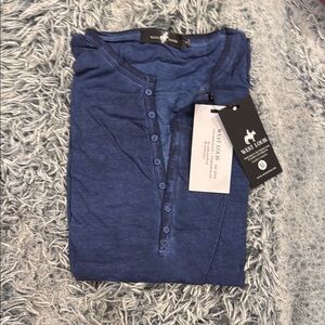 Men's Casual Royal Blue Henley, NWT, XL 100% cotton